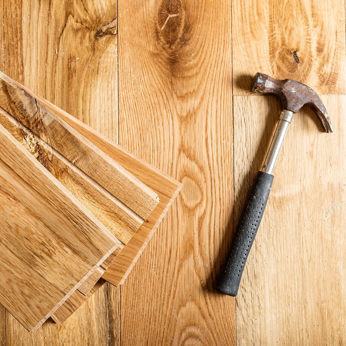 Hammer On A Pile Of Hardwood Planks From Walnut Carpet | 16790 East Johnson Drive, El Monte, California 91745