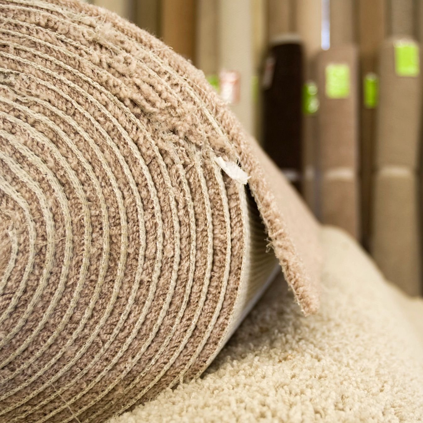 Roll of Carpet in front of other Rolls of Carpet From Walnut Carpet | 16790 East Johnson Drive, El Monte, California 91745