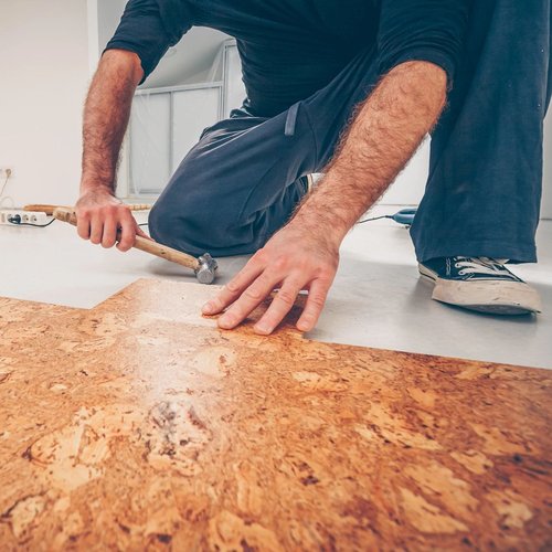 Cork Flooring Being Installed By The Experts From Walnut Carpet | 16790 East Johnson Drive, El Monte, California 91745